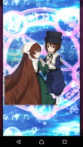 Rating: Safe Score: 0 Tags: 2girls blue_dress brown_hair dress green_dress hat head_scarf heterochromia holding_hands image long_hair long_sleeves looking_at_viewer multiple_girls pair red_eyes short_hair siblings sisters souseiseki suiseiseki twins very_long_hair User: admin