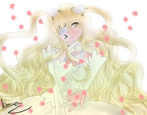 Rating: Safe Score: 0 Tags: 1girl blonde_hair blush flower image kirakishou long_hair petals pink_rose rose smile solo very_long_hair wavy_hair white_rose yellow_eyes User: admin