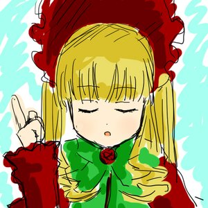 Rating: Safe Score: 0 Tags: 1girl blonde_hair blush bow closed_eyes dress flower image long_hair long_sleeves open_mouth red_flower rose shinku solo twintails upper_body User: admin