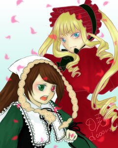 Rating: Safe Score: 0 Tags: 2girls blonde_hair blue_eyes bonnet bow brown_hair dress drill_hair green_eyes head_scarf heterochromia image long_hair long_sleeves looking_at_viewer multiple_girls open_mouth pair petals red_eyes rose_petals shinku smile suiseiseki twin_drills twintails User: admin