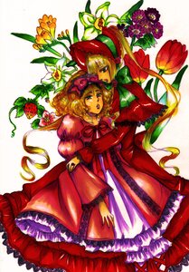 Rating: Safe Score: 0 Tags: 2girls blonde_hair blue_eyes bow dress flower food frills fruit hat hinaichigo image long_hair multiple_girls pair red_dress shinku strawberry very_long_hair User: admin