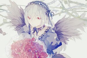 Rating: Safe Score: 0 Tags: 1girl black_wings bouquet choker commentary_request dress feathered_wings feathers flower frills gothic_lolita hairband holding image juliet_sleeves lolita_fashion lolita_hairband long_hair long_sleeves looking_at_viewer puffy_sleeves red_eyes ribbon rose rozen_maiden silver_hair smile solo suigintou upper_body wings xiaohan6th User: admin