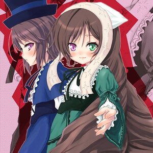 Rating: Safe Score: 0 Tags: 2girls brown_hair dress frills green_dress green_eyes halftone hat heterochromia image long_sleeves multiple_girls pair polka_dot purple_eyes short_hair siblings sisters smile souseiseki suiseiseki twins User: admin