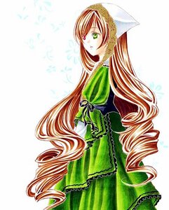 Rating: Safe Score: 0 Tags: 1girl brown_hair dress drill_hair frills green_dress green_eyes head_scarf image long_hair long_sleeves looking_at_viewer looking_back simple_background solo striped suiseiseki twin_drills very_long_hair white_background User: admin