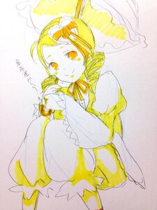 Rating: Safe Score: 0 Tags: 1girl blonde_hair dress drill_hair hair_ornament hat image kanaria long_sleeves puffy_sleeves ribbon smile solo tomoe_mami traditional_media twin_drills yellow_eyes User: admin