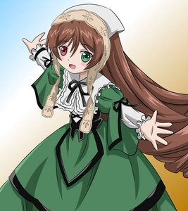 Rating: Safe Score: 0 Tags: 1girl :d blush brown_hair dress frills green_dress green_eyes head_scarf heterochromia image long_hair long_sleeves looking_at_viewer open_mouth red_eyes ribbon solo standing suiseiseki very_long_hair User: admin