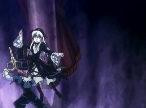 Rating: Safe Score: 0 Tags: 1girl dress frills image long_hair long_sleeves multiple_girls pair souseiseki suigintou very_long_hair weapon User: admin