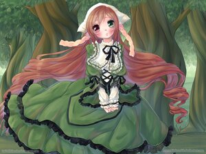 Rating: Safe Score: 0 Tags: 1girl artist_name blush brown_hair dress drill_hair frills green_dress green_eyes hat head_scarf heterochromia image lolita_fashion long_hair long_sleeves looking_at_viewer red_eyes solo suiseiseki tree very_long_hair User: admin