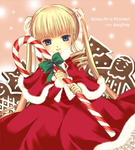Rating: Safe Score: 0 Tags: 1girl blonde_hair blue_eyes blush bow bowtie candy candy_cane capelet christmas dress drill_hair food frills fur_trim green_bow holding holding_candy holding_candy_cane holding_food image long_hair long_sleeves looking_at_viewer mizunomoto red_capelet red_dress rozen_maiden santa_costume shinku sidelocks solo sweets twin_drills twintails very_long_hair User: admin