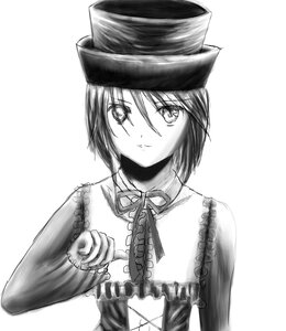 Rating: Safe Score: 0 Tags: 1girl auto_tagged closed_mouth frills greyscale hat image long_sleeves looking_at_viewer monochrome ribbon short_hair solo souseiseki striped vertical_stripes User: admin