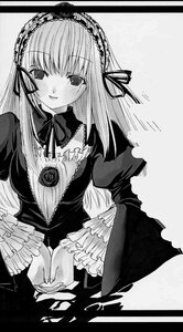 Rating: Safe Score: 0 Tags: 1girl blush detached_collar dress frilled_sleeves frills greyscale hairband image long_hair long_sleeves looking_at_viewer monochrome own_hands_together ribbon rose smile solo suigintou upper_body wings User: admin