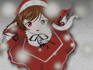 Rating: Safe Score: 0 Tags: 1girl black_ribbon breath brown_hair dress from_above green_eyes hat heterochromia image long_hair long_sleeves looking_at_viewer motion_blur open_mouth red_dress red_eyes ribbon santa_costume smile solo suiseiseki twintails User: admin