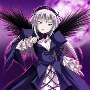 Rating: Safe Score: 0 Tags: 1girl black_ribbon black_wings detached_collar dress evil_smile flower frilled_sleeves frills gothic_lolita hairband holding image lolita_fashion lolita_hairband long_hair long_sleeves looking_at_viewer moon nishi_(count2.4) pink_eyes puffy_sleeves ribbon rose rozen_maiden silver_hair smile solo suigintou wings User: admin
