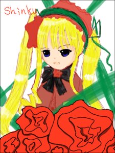 Rating: Safe Score: 0 Tags: 1girl blonde_hair blue_eyes bow bowtie dress frills image long_hair long_sleeves looking_at_viewer shinku solo twintails User: admin