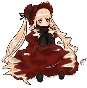 Rating: Safe Score: 0 Tags: 1girl bangs black_footwear blonde_hair blue_eyes blush bonnet dress flower full_body image long_hair long_sleeves red_dress rose shinku simple_background solo twintails very_long_hair white_background User: admin