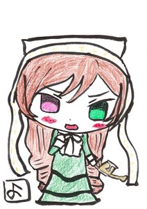 Rating: Safe Score: 0 Tags: 1girl ahoge chibi dress green_dress green_eyes image long_hair long_sleeves open_mouth pink_hair simple_background solo suiseiseki white_background User: admin