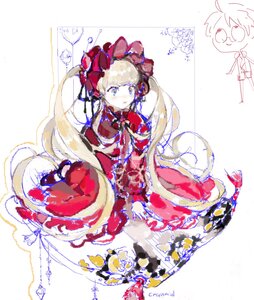 Rating: Safe Score: 0 Tags: 1girl blonde_hair blue_eyes blush bow dress flower image long_hair looking_at_viewer red_dress shinku solo striped twintails very_long_hair User: admin