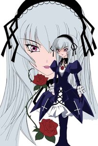 Rating: Safe Score: 0 Tags: 1girl dress flower frills hairband image long_hair long_sleeves looking_at_viewer pink_eyes puffy_sleeves red_flower rose silver_hair simple_background solo suigintou white_background wings User: admin