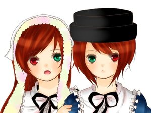 Rating: Safe Score: 0 Tags: 2girls blush brown_hair green_eyes hat head_scarf heterochromia image long_sleeves looking_at_viewer multiple_girls open_mouth pair red_eyes short_hair siblings simple_background sisters souseiseki suiseiseki twins upper_body white_background User: admin