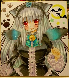 Rating: Safe Score: 0 Tags: 1girl animal_ears bell blush cat_ears dress fang frills image lolita_hairband long_hair long_sleeves marker_(medium) open_mouth red_eyes ribbon rose shikishi silver_hair solo suigintou traditional_media User: admin