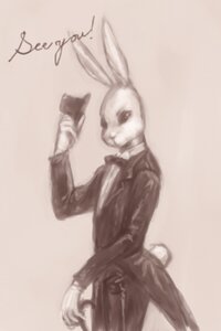 Rating: Safe Score: 0 Tags: 1boy animal_ears blurry bunny_tail depth_of_field gun handgun holding image laplace_no_ma monochrome solo striped suit tail vertical_stripes User: admin