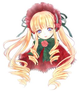 Rating: Safe Score: 0 Tags: 1girl blonde_hair blue_eyes blush bonnet bow bowtie drill_hair flower image long_hair looking_at_viewer pink_flower pink_rose red_flower ringlets rose shinku sidelocks simple_background solo twin_drills twintails upper_body white_background User: admin