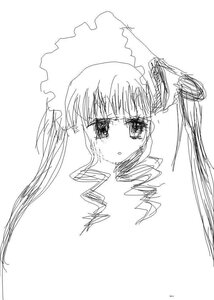 Rating: Safe Score: 0 Tags: 1girl bangs blush drill_hair face greyscale image long_hair looking_at_viewer monochrome portrait shinku simple_background sketch solo twintails white_background User: admin