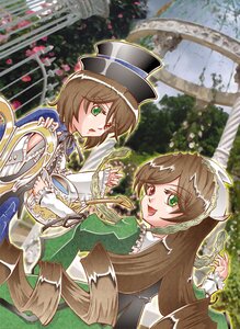 Rating: Safe Score: 0 Tags: 2girls brown_hair dress frills green_dress green_eyes hat heterochromia image long_hair long_sleeves looking_at_viewer looking_back multiple_girls pair red_eyes short_hair siblings sisters souseiseki suiseiseki top_hat twins User: admin