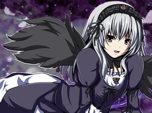 Rating: Safe Score: 0 Tags: 1girl :d akina_(schism) black_dress black_ribbon black_wings colorized commentary_request dress flower frills gothic_lolita grey_hair hairband image juliet_sleeves kagero_(haruhi) lolita_fashion lolita_hairband long_hair long_sleeves looking_at_viewer night open_mouth puffy_sleeves ribbon rose rozen_maiden silver_hair solo suigintou wings User: admin