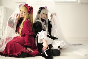 Rating: Safe Score: 0 Tags: 2girls blonde_hair curtains dress lips long_hair long_sleeves multiple_cosplay multiple_girls red_dress shinku sisters sitting tagme User: admin