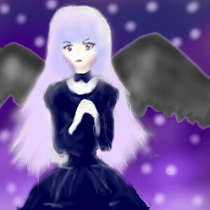 Rating: Safe Score: 0 Tags: 1girl blush dress image long_hair long_sleeves looking_at_viewer red_eyes snowing solo suigintou white_hair wings User: admin