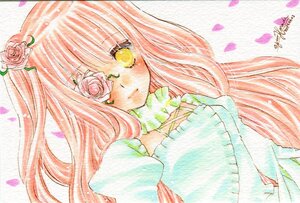 Rating: Safe Score: 0 Tags: 1girl artist_name flower image kirakishou long_hair marker_(medium) petals pink_flower pink_hair pink_rose rose rose_petals signature solo traditional_media watercolor_(medium) yellow_eyes User: admin