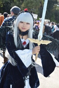 Rating: Safe Score: 0 Tags: bird blurry choker dress long_hair long_sleeves multiple_girls red_eyes solo suigintou sword weapon User: admin