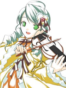 Rating: Safe Score: 0 Tags: 1girl :d ahoge dress drill_hair flower green_eyes green_hair gun hair_ornament image instrument kanaria long_sleeves looking_at_viewer music open_mouth playing_instrument ribbon ribi rose rozen_maiden simple_background smile solo violin weapon white_background wide_sleeves yellow_dress User: admin