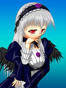 Rating: Safe Score: 0 Tags: 1girl auto_tagged black_dress black_wings detached_collar dress flower frills hairband image juliet_sleeves long_hair long_sleeves puffy_sleeves red_eyes rose silver_hair simple_background solo suigintou upper_body wings User: admin