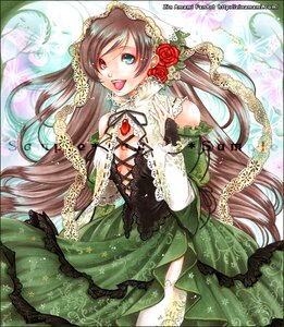 Rating: Safe Score: 0 Tags: 1girl breasts brown_hair corset dress flower frills heterochromia image long_hair red_eyes smile solo suiseiseki very_long_hair User: admin