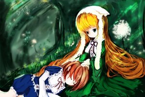 Rating: Safe Score: 0 Tags: 2girls blonde_hair closed_eyes dress flower frills green_dress green_eyes image lap_pillow long_hair long_sleeves lying multiple_girls pair ribbon short_hair siblings sleeping souseiseki suiseiseki very_long_hair User: admin