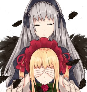 Rating: Safe Score: 0 Tags: 2girls angel_and_devil angel_wings bird black_feathers black_wings blonde_hair closed_eyes covering_eyes covering_face dress eagle feathered_wings feathers flower hairband hands_on_another's_face image long_hair long_sleeves multiple_girls pair red_flower red_rose rose shinku silver_hair simple_background smile suigintou white_background white_feathers white_wings wings User: admin
