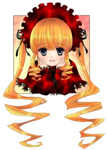 Rating: Safe Score: 0 Tags: 1girl :d bangs blonde_hair blue_eyes blush bonnet drill_hair flower image long_hair looking_at_viewer open_mouth red_dress rose shinku simple_background smile solo twin_drills twintails white_background User: admin