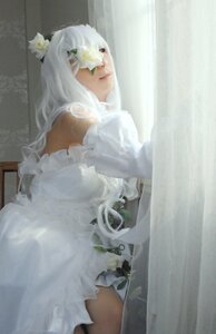 Rating: Safe Score: 0 Tags: 1girl curtains dress flower hair_flower hair_ornament kirakishou lips long_hair solo white_dress white_hair User: admin