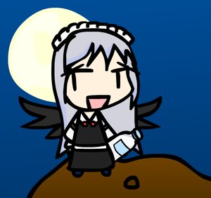 Rating: Safe Score: 0 Tags: 1girl :d chibi full_moon grey_hair image maid maid_headdress moon open_mouth silver_hair smile solo suigintou User: admin