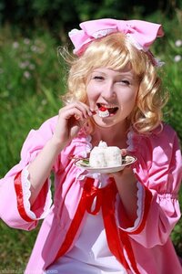 Rating: Safe Score: 0 Tags: 1girl blonde_hair blurry blurry_background day depth_of_field dress eating food grass hat hinaichigo open_mouth outdoors photo plate realistic solo teeth tongue User: admin