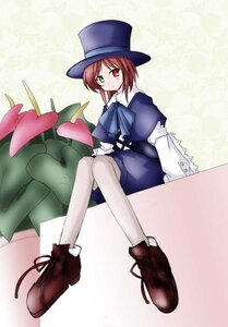 Rating: Safe Score: 0 Tags: 1girl boots bow brown_hair dress full_body green_eyes hat heterochromia image long_sleeves looking_at_viewer pantyhose red_eyes red_hair short_hair sitting solo souseiseki top_hat white_legwear User: admin