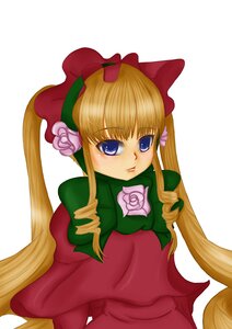 Rating: Safe Score: 0 Tags: 1girl auto_tagged blonde_hair blue_eyes bonnet bow capelet dress flower image long_hair long_sleeves looking_at_viewer pink_flower pink_rose red_dress rose shinku sidelocks simple_background solo twintails very_long_hair white_background User: admin