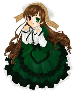 Rating: Safe Score: 0 Tags: 1girl :o blush brown_hair dress frills green_dress green_eyes hat head_scarf heterochromia image long_hair long_sleeves looking_at_viewer open_mouth red_eyes simple_background solo suiseiseki very_long_hair white_background User: admin