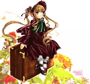 Rating: Safe Score: 0 Tags: 1girl blonde_hair blue_eyes bonnet bow bowtie capelet dress drill_hair flower full_body green_bow green_neckwear image long_hair long_sleeves looking_at_viewer red_dress rose shinku shoes sidelocks sitting solo twin_drills twintails very_long_hair white_legwear User: admin