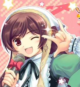 Rating: Safe Score: 0 Tags: 1girl ;d \m/ bad_id bad_pixiv_id blush brown_hair fang frills hinooka_shuuji image index_finger_raised long_hair looking_at_viewer microphone one_eye_closed open_mouth photoshop_(medium) ribbon rozen_maiden seikan_hikou short_hair smile solo sparkle star_(symbol) starry_background suiseiseki upper_body User: admin