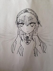 Rating: Safe Score: 0 Tags: 1girl bangs blush closed_mouth dress eyebrows_visible_through_hair frilled_hairband greyscale hairband image long_hair long_sleeves looking_at_viewer monochrome neck_ribbon ribbon solo suigintou traditional_media upper_body wings User: admin