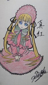 Rating: Safe Score: 0 Tags: 1girl bangs blonde_hair blue_eyes blush bonnet bow bowtie dress flower image long_hair long_sleeves looking_at_viewer shinku signature solo traditional_media twintails very_long_hair User: admin