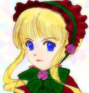 Rating: Safe Score: 0 Tags: 1girl bangs blonde_hair blue_eyes bow bowtie flower frills green_bow image long_hair looking_at_viewer pink_flower pink_rose portrait purple_rose red_rose rose shinku solo twintails User: admin